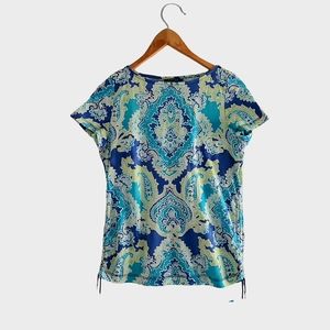 CHAPS Women's Petite Rushed Side Top